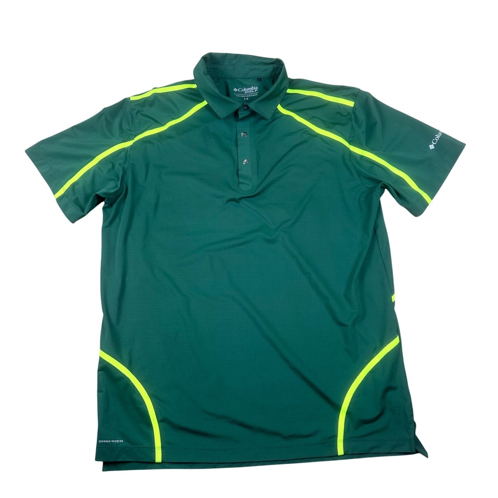 Columbia Golf Mens Omni-Wick Cut Away Polo Shirt Green Neon Large‎ OREGON DUCK